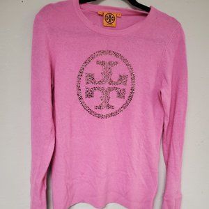NWT Tory Burch Pink Romy LOGO Sweater Size M Super Soft